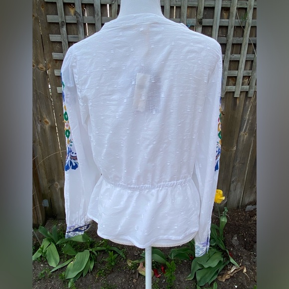 Anthropologie Forever That Girl Embroidered Peplum Blouse size M gorgeous NWT - Picture 5 of 12
